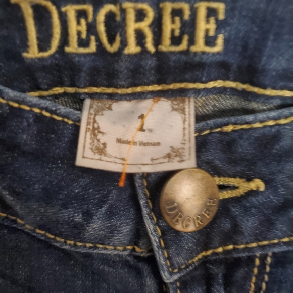Decree Blue Skinny Jeans with Faded Distressing Size 1 Super Stretch - Picture 3 of 6